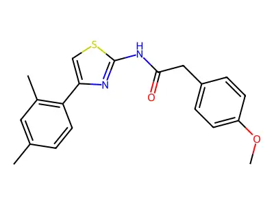 N-[4-(2,4-dimethylphenyl)-1,3-thiazol-2-yl]-2-(4-methoxyphenyl)acetamide structure