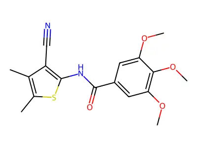 N-(3-cyano-4,5-dimethylthiophen-2-yl)-3,4,5-trimethoxybenzamide structure