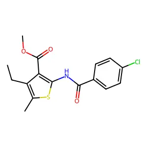 Methyl 2-(4-chlorobenzamido)-4-ethyl-5-methylthiophene-3-carboxylate structure