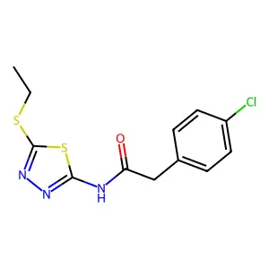 2-(4-chlorophenyl)-N-[5-(ethylsulfanyl)-1,3,4-thiadiazol-2-yl]acetamide structure