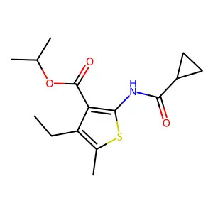 Isopropyl 2-[(cyclopropylcarbonyl)amino]-4-ethyl-5-methyl-3-thiophenecarboxylate structure
