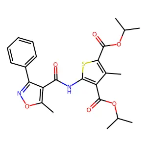diisopropyl 3-methyl-5-{[(5-methyl-3-phenyl-4-isoxazolyl)carbonyl]amino}-2,4-thiophenedicarboxylate structure