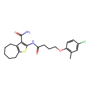 2-{[4-(4-chloro-2-methylphenoxy)butanoyl]amino}-5,6,7,8-tetrahydro-4H-cyclohepta[b]thiophene-3-carboxamide structure