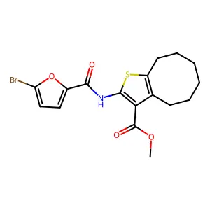 methyl 2-[(5-bromo-2-furoyl)amino]-4,5,6,7,8,9-hexahydrocycloocta[b]thiophene-3-carboxylate structure
