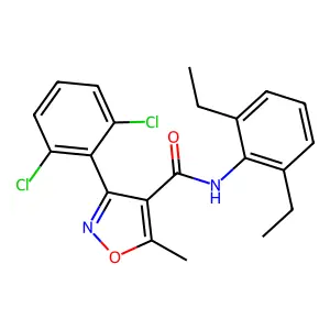 3-(2,6-dichlorophenyl)-N-(2,6-diethylphenyl)-5-methyl-1,2-oxazole-4-carboxamide structure