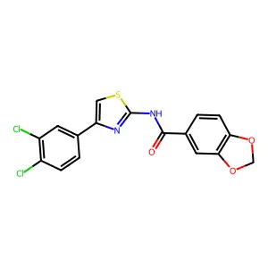 N-[4-(3,4-dichlorophenyl)-1,3-thiazol-2-yl]-1,3-benzodioxole-5-carboxamide structure