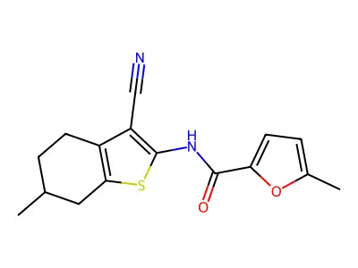 N-(3-cyano-6-methyl-4,5,6,7-tetrahydro-1-benzothiophen-2-yl)-5-methylfuran-2-carboxamide structure