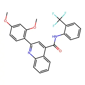2-(2,4-dimethoxyphenyl)-N-[2-(trifluoromethyl)phenyl]quinoline-4-carboxamide structure