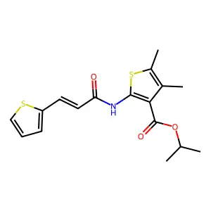 propan-2-yl 4,5-dimethyl-2-[[(E)-3-thiophen-2-ylprop-2-enoyl]amino]thiophene-3-carboxylate structure