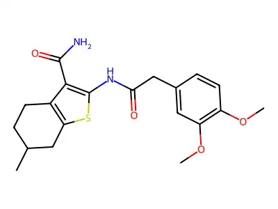 2-{[(3,4-dimethoxyphenyl)acetyl]amino}-6-methyl-4,5,6,7-tetrahydro-1-benzothiophene-3-carboxamide structure