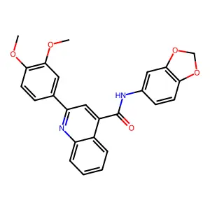 N-(1,3-benzodioxol-5-yl)-2-(3,4-dimethoxyphenyl)quinoline-4-carboxamide structure
