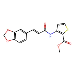 Methyl 3-{[3-(1,3-benzodioxol-5-yl)acryloyl]amino}-2-thiophenecarboxylate structure