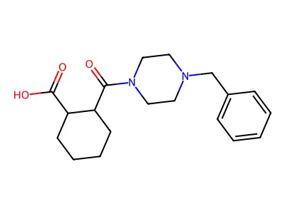 2-[(4-Benzyl-1-piperazinyl)carbonyl]-cyclohexanecarboxylic acid structure