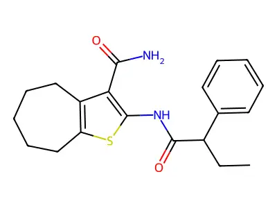 2-(2-phenylbutanoylamino)-5,6,7,8-tetrahydro-4H-cyclohepta[b]thiophene-3-carboxamide structure