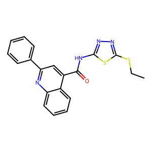 N-(5-ethylsulfanyl-1,3,4-thiadiazol-2-yl)-2-phenylquinoline-4-carboxamide structure