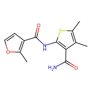N-(3-carbamoyl-4,5-dimethylthiophen-2-yl)-2-methylfuran-3-carboxamide structure