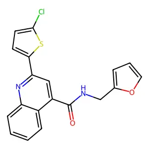 2-(5-chlorothiophen-2-yl)-N-(furan-2-ylmethyl)quinoline-4-carboxamide structure