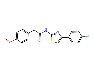 N-[4-(4-fluorophenyl)-1,3-thiazol-2-yl]-2-(4-methoxyphenyl)acetamide structure