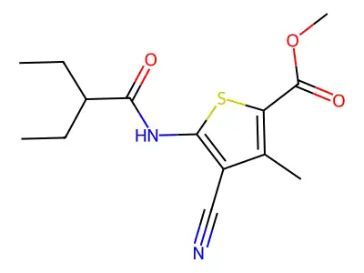 Methyl 4-cyano-5-(2-ethylbutanoylamino)-3-methylthiophene-2-carboxylate structure