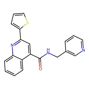 N-(pyridin-3-ylmethyl)-2-thiophen-2-ylquinoline-4-carboxamide structure