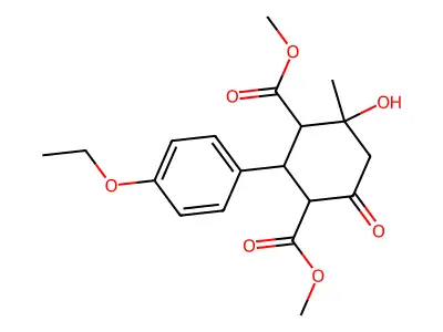 dimethyl 2-(4-ethoxyphenyl)-4-hydroxy-4-methyl-6-oxocyclohexane-1,3-dicarboxylate structure