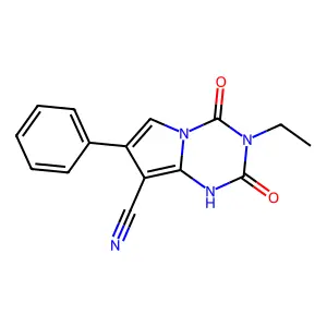3-Ethyl-1,2,3,4-tetrahydro-2,4-dioxo-7-phenylpyrrolo[1,2-a]-1,3,5-triazine-8-carbonitrile structure