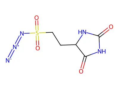 N-diazo-2-(2,5-dioxoimidazolidin-4-yl)ethanesulfonamide structure