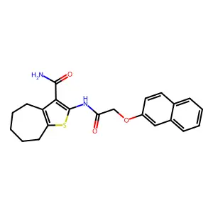 2-[(2-naphthalen-2-yloxyacetyl)amino]-5,6,7,8-tetrahydro-4H-cyclohepta[b]thiophene-3-carboxamide structure