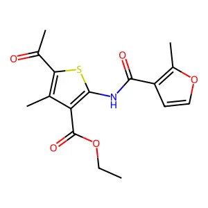 ethyl 5-acetyl-4-methyl-2-[(2-methylfuran-3-carbonyl)amino]thiophene-3-carboxylate structure