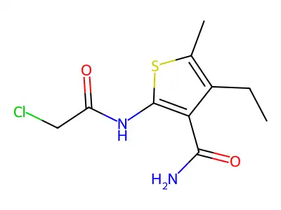 2-[(Chloroacetyl)amino]-4-ethyl-5-methylthiophene-3-carboxamide structure