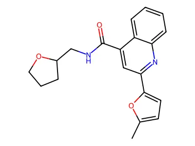 2-(5-methyl-2-furyl)-N-(tetrahydro-2-furanylmethyl)-4-quinolinecarboxamide structure