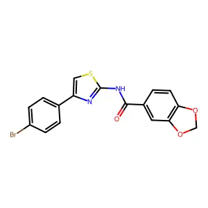 N-[4-(4-bromophenyl)-1,3-thiazol-2-yl]-1,3-benzodioxole-5-carboxamide structure