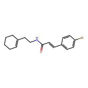 (E)-3-(4-bromophenyl)-N-[2-(cyclohexen-1-yl)ethyl]prop-2-enamide structure