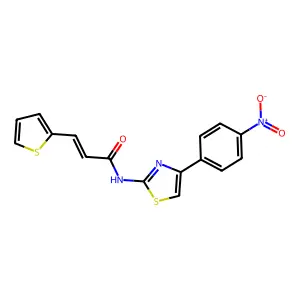 (E)-N-[4-(4-nitrophenyl)-1,3-thiazol-2-yl]-3-thiophen-2-ylprop-2-enamide structure