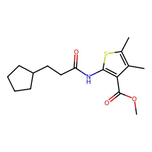 Methyl 2-(3-cyclopentylpropanoylamino)-4,5-dimethylthiophene-3-carboxylate structure
