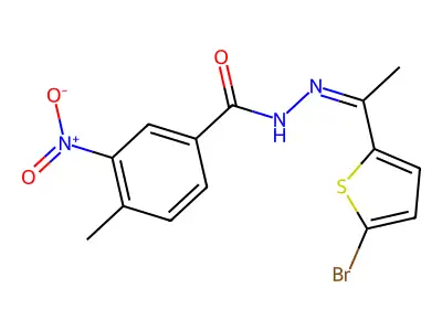 4-Methyl-3-nitrobenzoic acid 2-[1-(5-bromo-2-thienyl)ethylidene]hydrazide structure