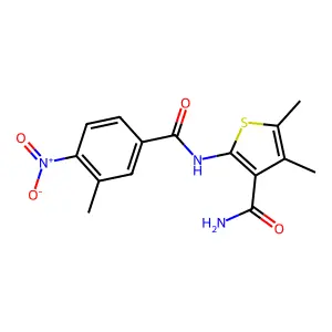 4,5-Dimethyl-2-[(3-methyl-4-nitrobenzoyl)amino]thiophene-3-carboxamide structure
