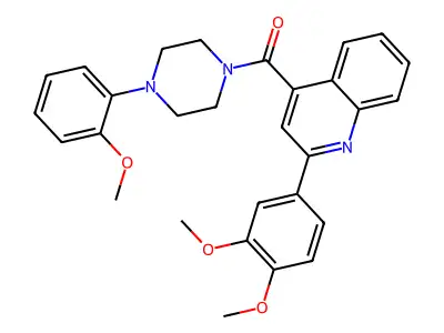 [2-(3,4-Dimethoxyphenyl)-4-quinolyl][4-(2-methoxyphenyl)piperazino]methanone structure
