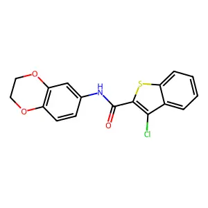 3-chloro-N-(2,3-dihydro-1,4-benzodioxin-6-yl)-1-benzothiophene-2-carboxamide structure
