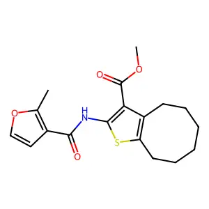 methyl 2-[(2-methyl-3-furoyl)amino]-4,5,6,7,8,9-hexahydrocycloocta[b]thiophene-3-carboxylate structure