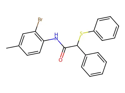 N-(2-bromo-4-methylphenyl)-2-phenyl-2-(phenylsulfanyl)acetamide structure