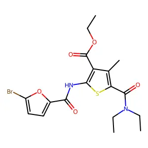 ethyl 2-[(5-bromofuran-2-carbonyl)amino]-5-(diethylcarbamoyl)-4-methylthiophene-3-carboxylate structure