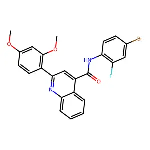 N-(4-bromo-2-fluorophenyl)-2-(2,4-dimethoxyphenyl)quinoline-4-carboxamide structure