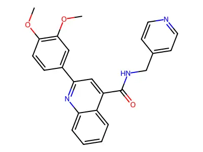 2-(3,4-dimethoxyphenyl)-N-(pyridin-4-ylmethyl)quinoline-4-carboxamide structure