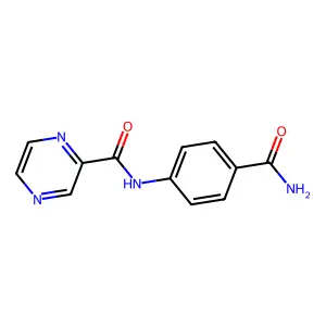 N-(4-carbamoylphenyl)pyrazine-2-carboxamide structure