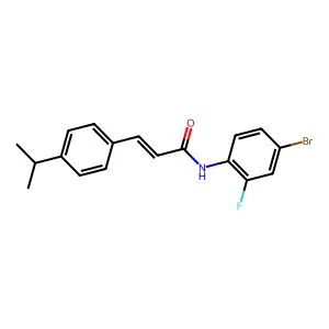 (E)-N-(4-bromo-2-fluorophenyl)-3-(4-propan-2-ylphenyl)prop-2-enamide structure