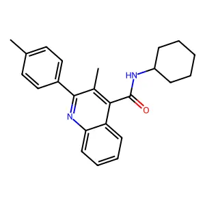 N-cyclohexyl-3-methyl-2-(4-methylphenyl)quinoline-4-carboxamide structure