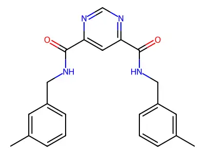 N4,N6-Bis((3-methylphenyl)methyl)pyrimidine-4,6-dicarboxamide structure