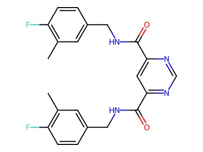 Pyrimidine-4,6-dicarboxylic acid bis-(4-fluoro-3-methyl-benzylamide) structure