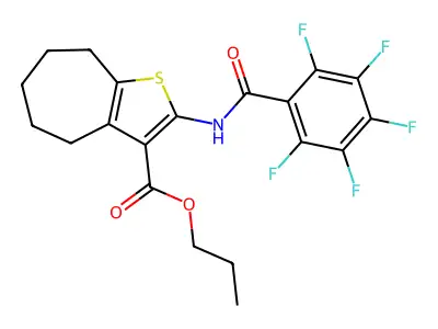propyl 2-[(2,3,4,5,6-pentafluorobenzoyl)amino]-5,6,7,8-tetrahydro-4H-cyclohepta[b]thiophene-3-carboxylate structure